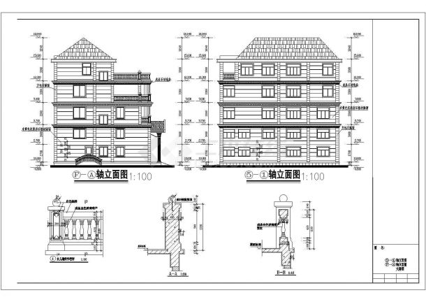 306平米4层独栋别墅建筑设计CAD图-图二