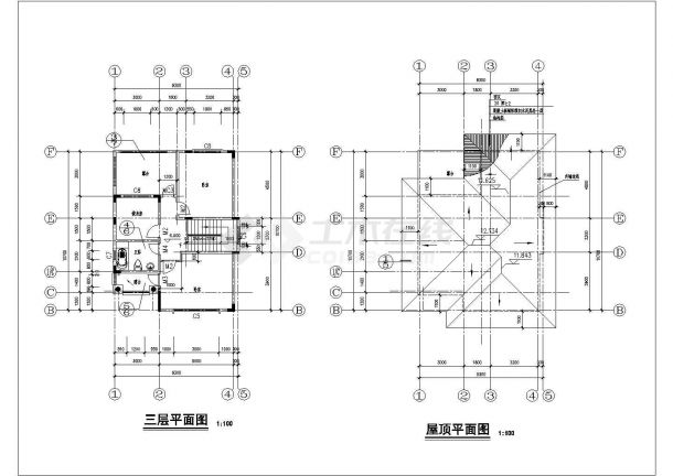 【广东】三层豪华B型别墅建筑设计施工图-图一