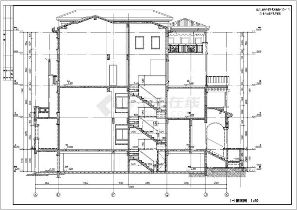 某地地中海风格联排别墅全套建筑图纸-图一