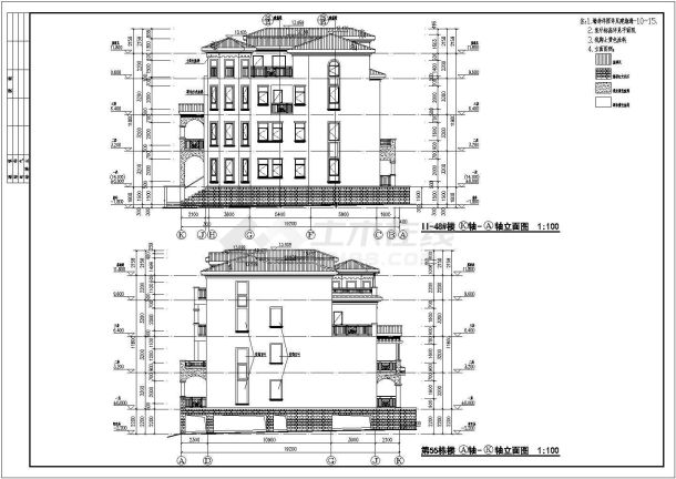 某地地中海风格联排别墅全套建筑图纸-图二