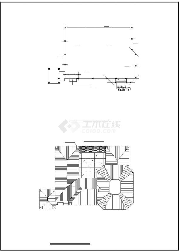 中式仿古游客中心全套结构施工CAD图纸（框架结构）-图一