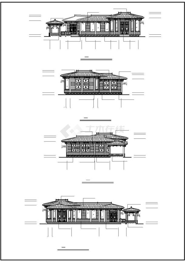 中式仿古游客中心全套结构施工CAD图纸（框架结构）-图二