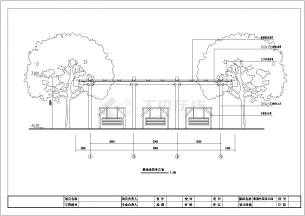 一套景观休闲亭建筑CAD施工图-图二