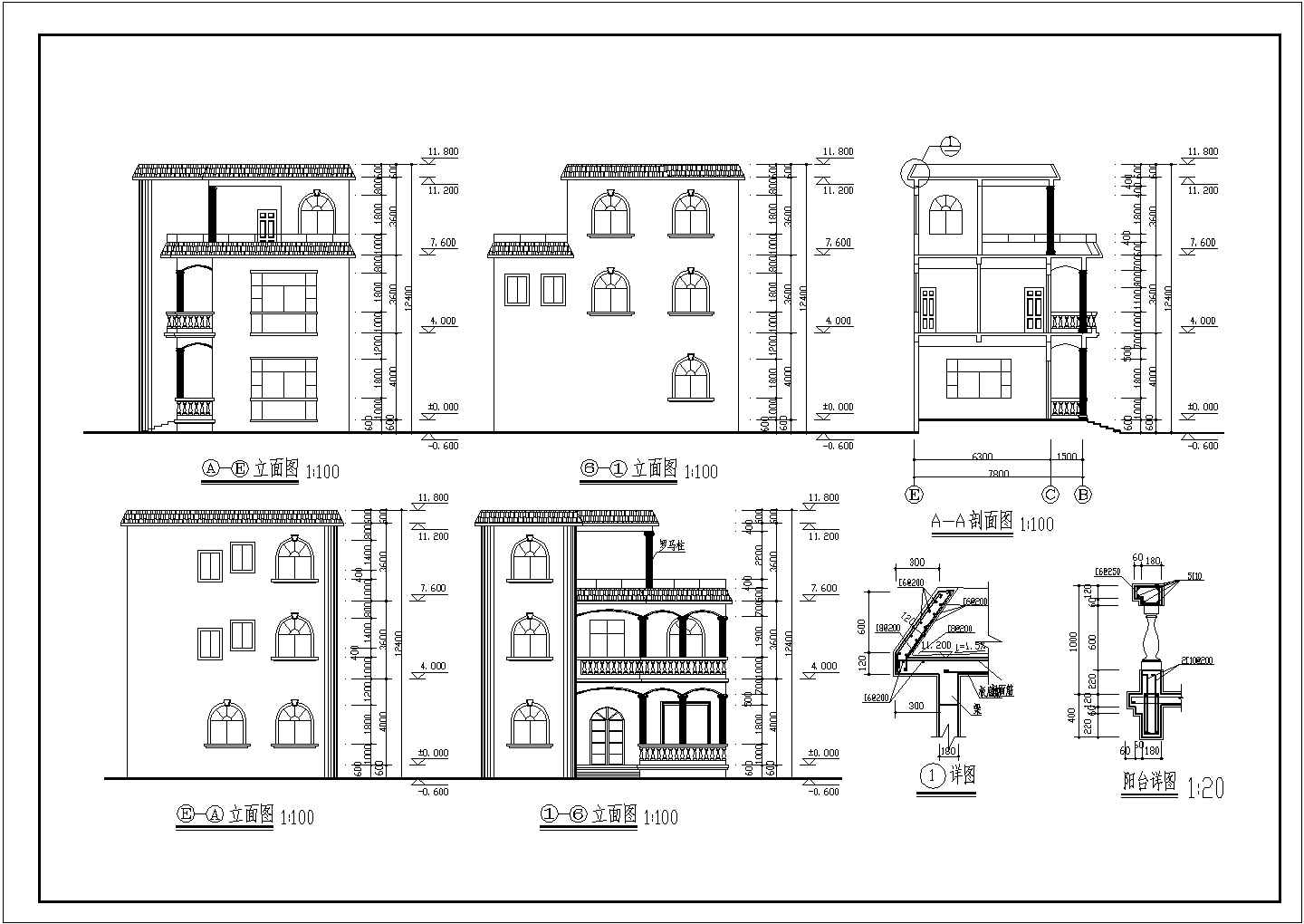 某商业地区豪华别墅建筑设计方案图