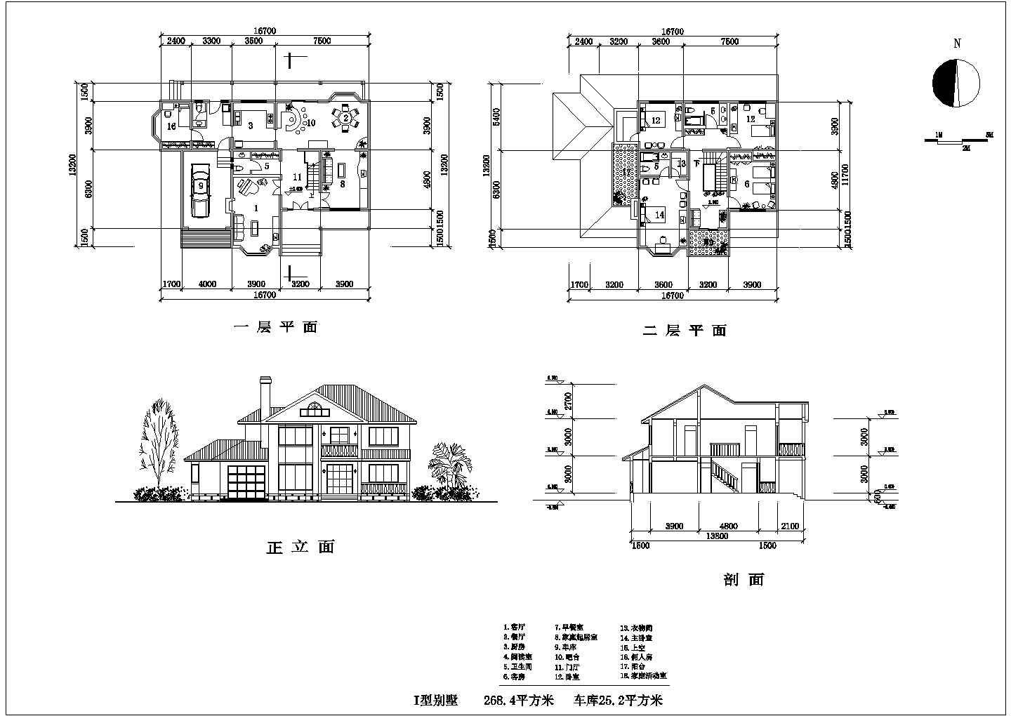 某城市地区两层欧式别墅建筑设计图