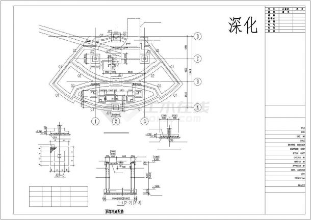 某广场入口处水景CAD基础平面布置参考图-图一