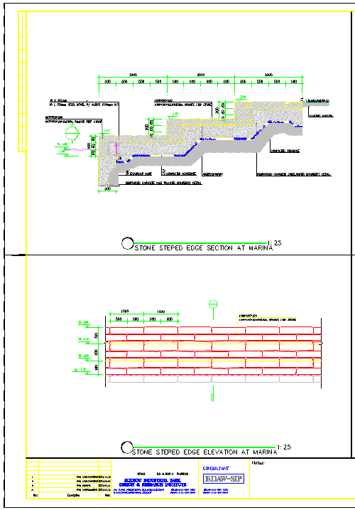泊船处阶梯式石驳岸CAD平面布置参考图
