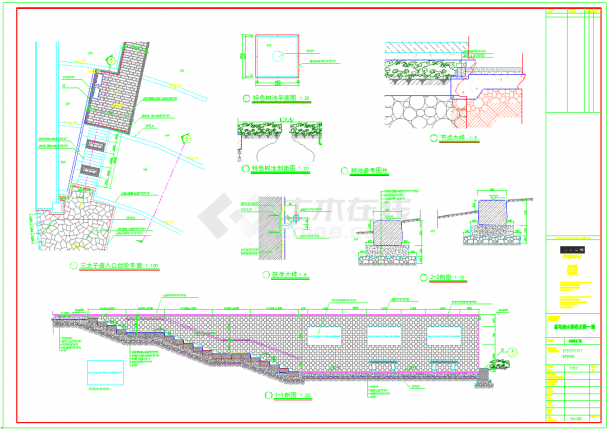 某市区公园主入口广场施工设计CAD竣工图-图二