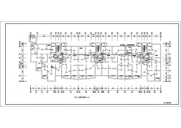某地区住宅楼建筑地下室平面电气系统图纸_图1