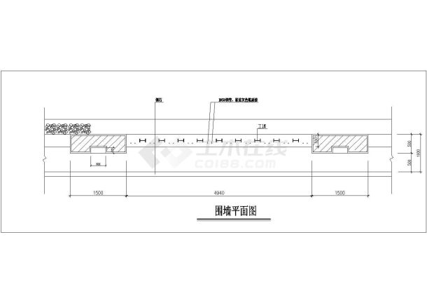 宽翼缘H形钢围墙栏杆施工cad图-图一