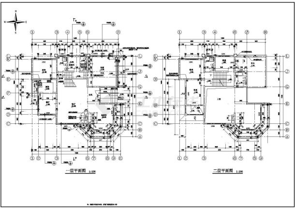 某城市别墅建筑设计套图（共4张）-图二