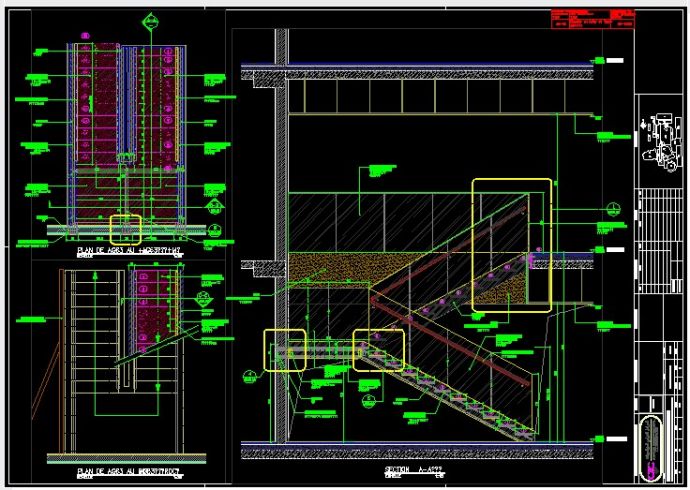 钢结构玻璃踏步楼梯施工CAD平面布置参考图_图1