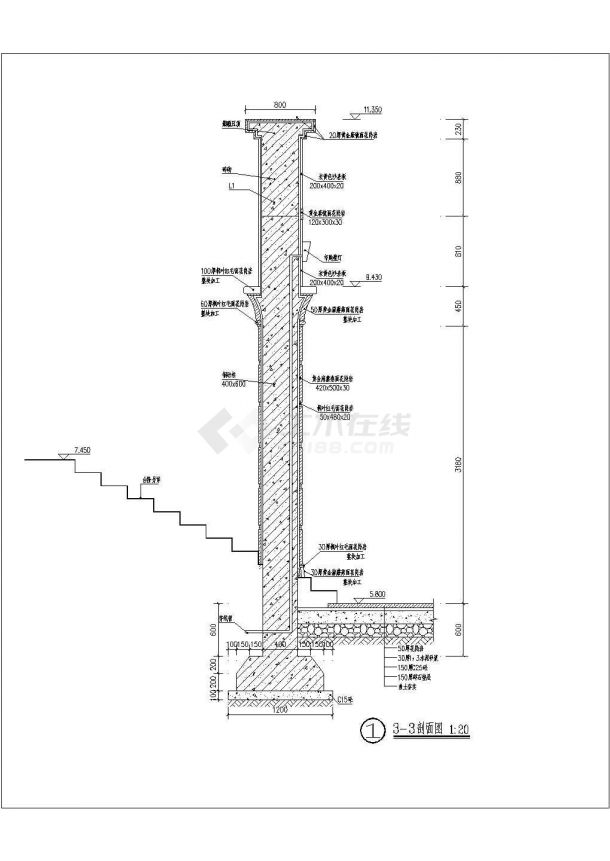 弧形水景长廊CAD参考图-图二