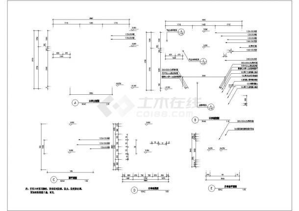 全木结构景亭设计建筑施工图-图一