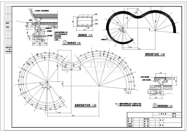 某经典弧型花架廊建筑平面图-图一