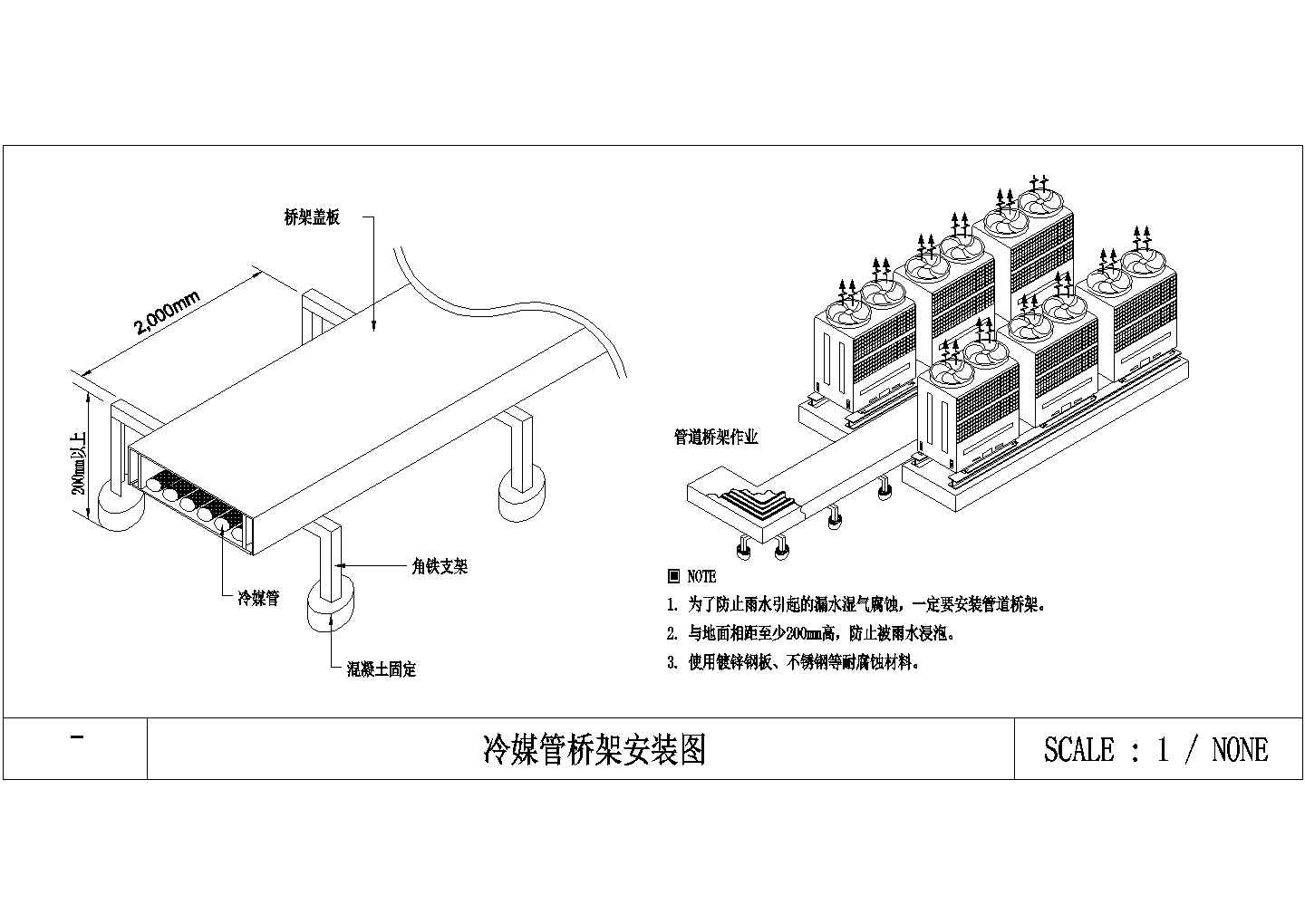 某地多台多联机安装系统示意图