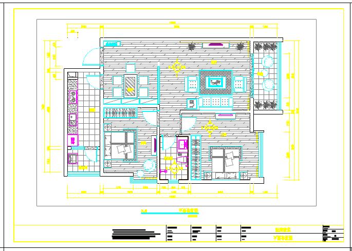 现代二室二厅家装装修设计CAD施工图_图1