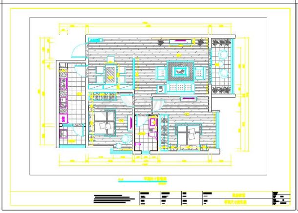 现代二室二厅家装装修设计CAD施工图-图二
