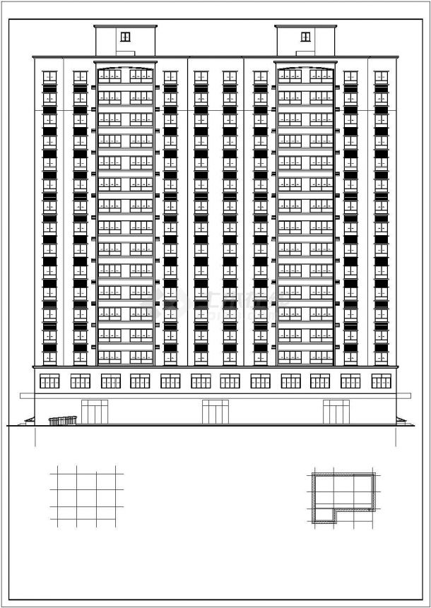一梯四户框架商住楼建筑施工图纸CAD（含说明、标注详细）-图一