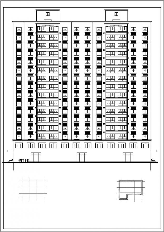 一梯四户框架商住楼建筑施工图纸CAD（含说明、标注详细）_图1