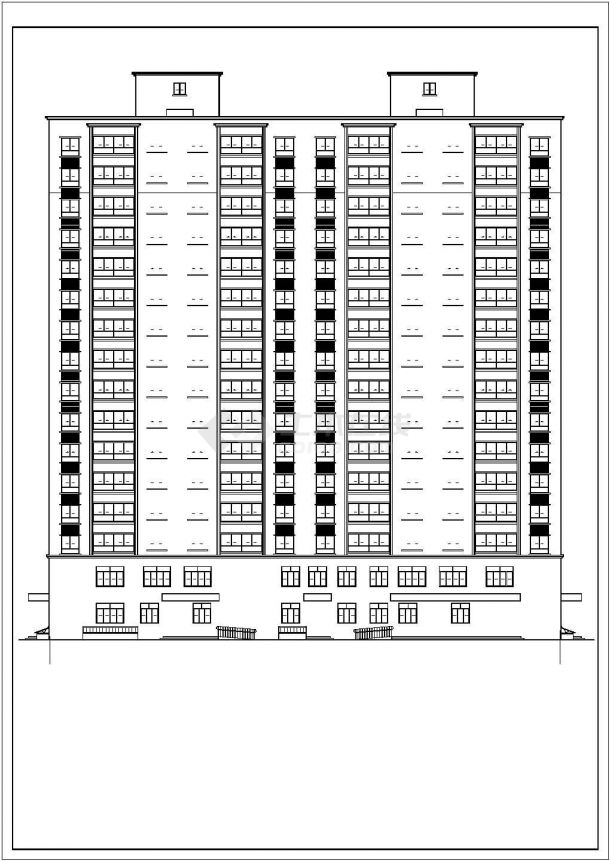 一梯四户框架商住楼建筑施工图纸CAD（含说明、标注详细）-图二