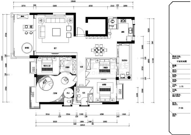 名师设计简约现代四居室样板间装修施工CAD图（含效果）-图二