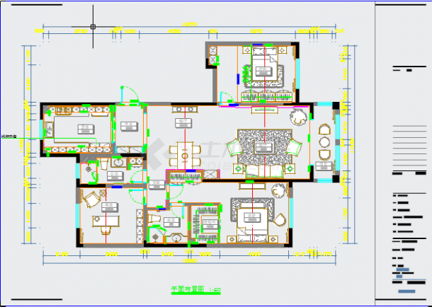 【青岛】原创精品新中式风格三居室样板间装修施工CAD图（含方案）-图一