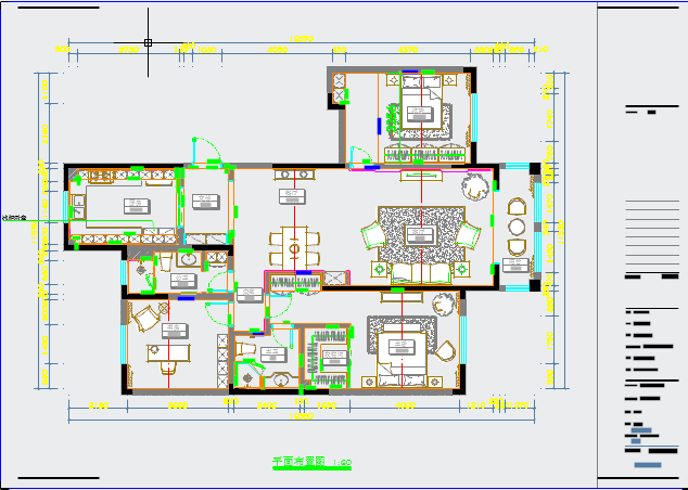 【青岛】原创精品新中式风格三居室样板间装修施工CAD图（含方案）