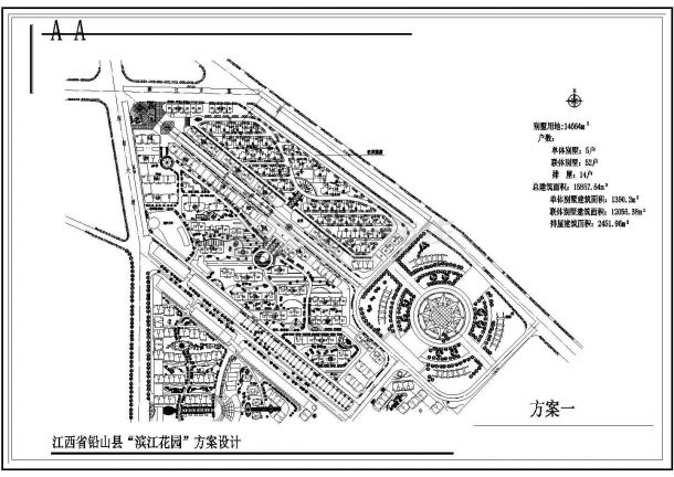 某地区滨江花城小区总设计规划图纸-图一