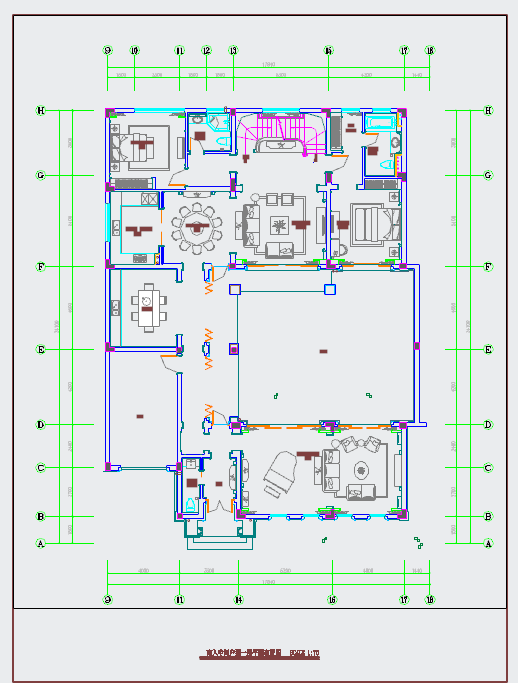 【江苏】豪华欧式风格联排两层别墅装修施工CAD图