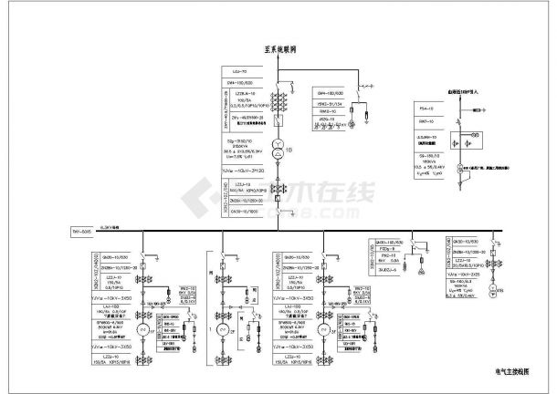 水电站电气主接线图CAD设计图纸-图二