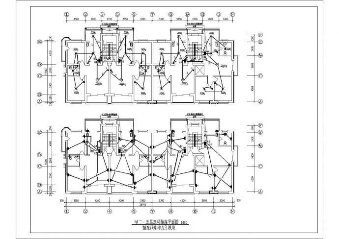 五层住宅电气全套设计cad图，共26张_图1