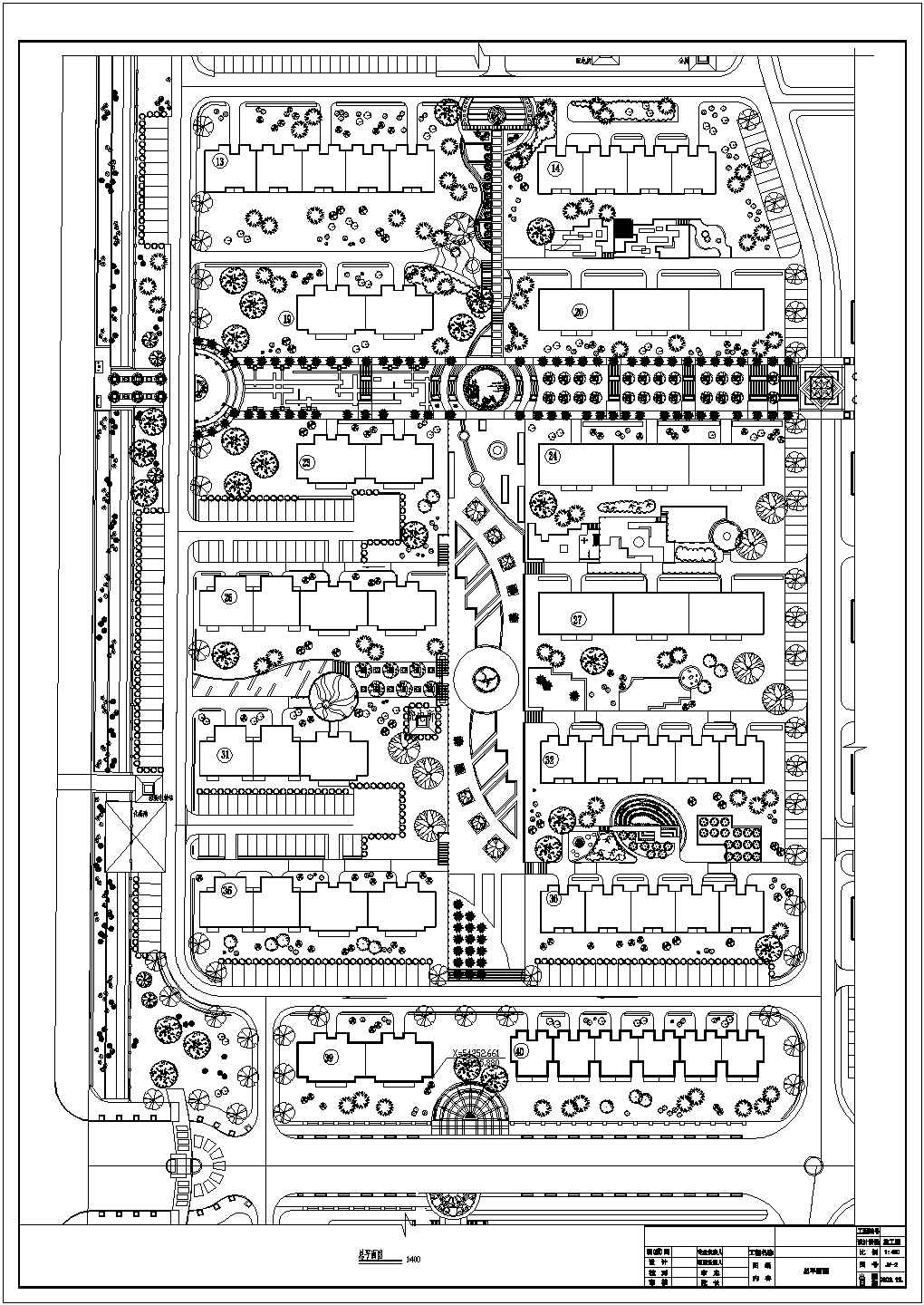 山东某住宅小区全套园林景观设计图（带竖向图停车场图）