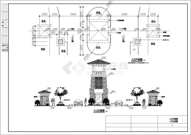 某地方入口景观塔楼施工CAD基础套图-图二