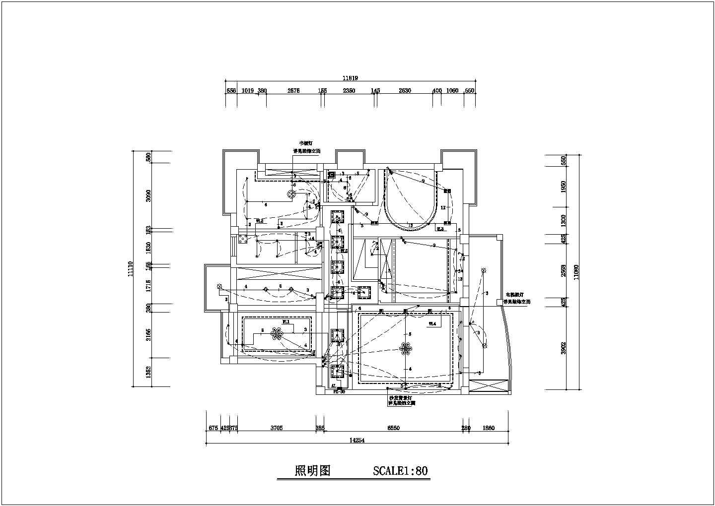 家庭装修典型电气设计cad图