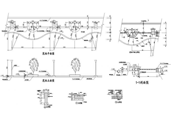 半弧形花池施工CAD详图_图1