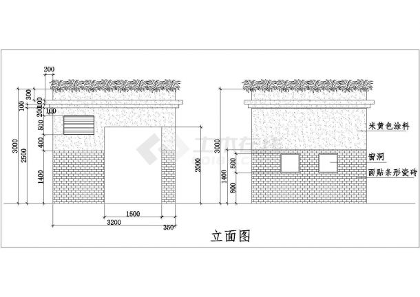 深圳某小区公共建筑垃圾站设计图（屋顶带花池）-图一