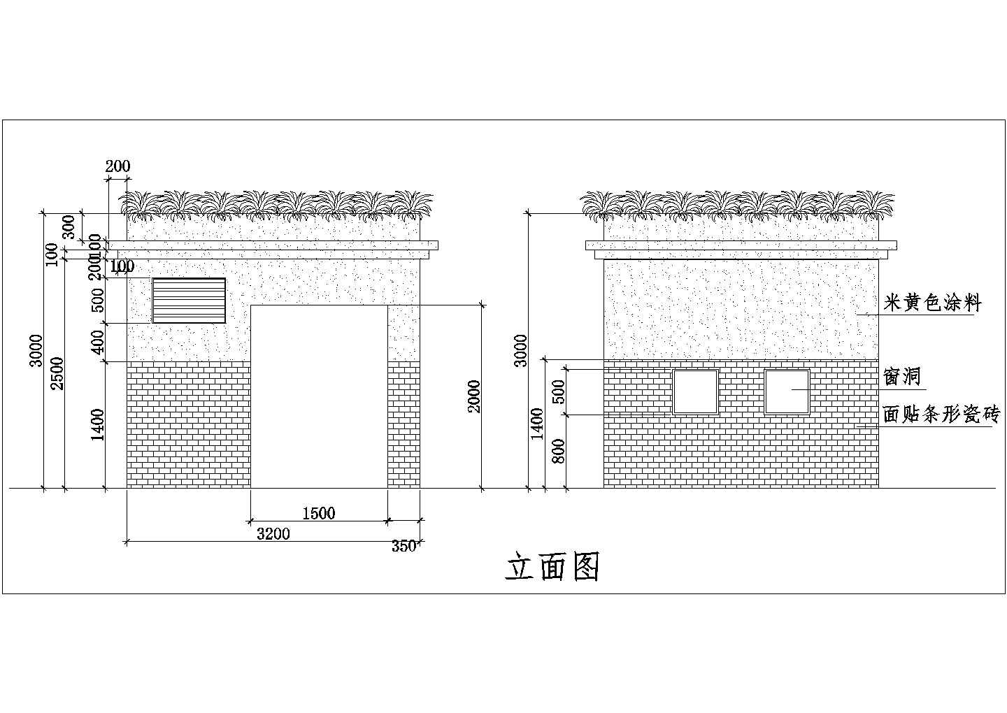 深圳某小区公共建筑垃圾站设计图（屋顶带花池）