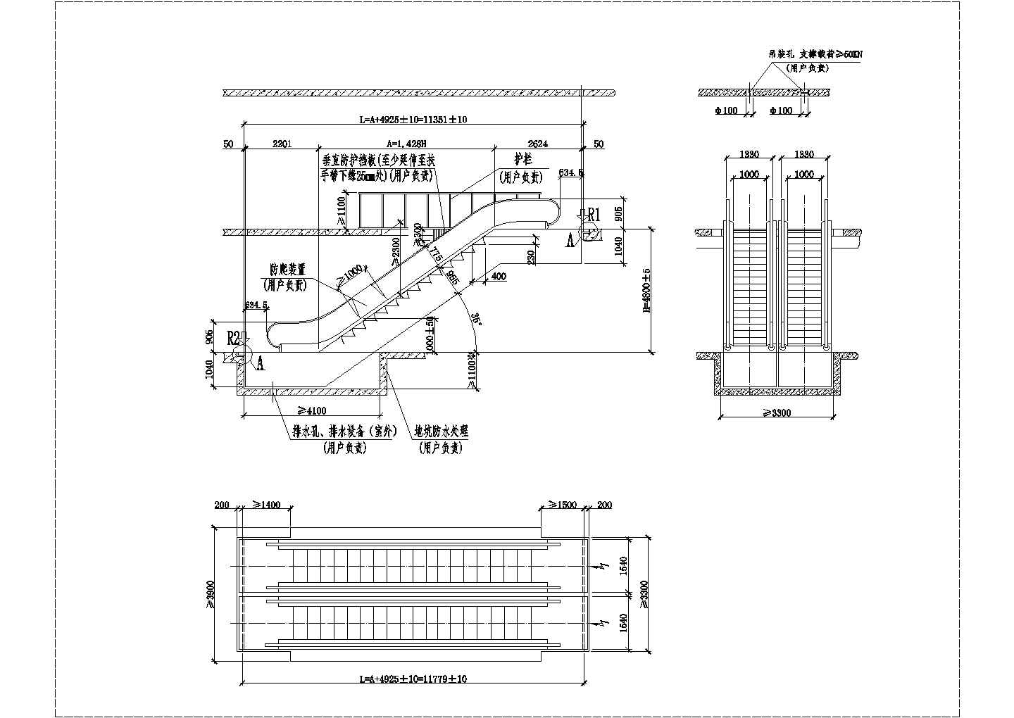 某大型商场自动扶梯设计CAD详图