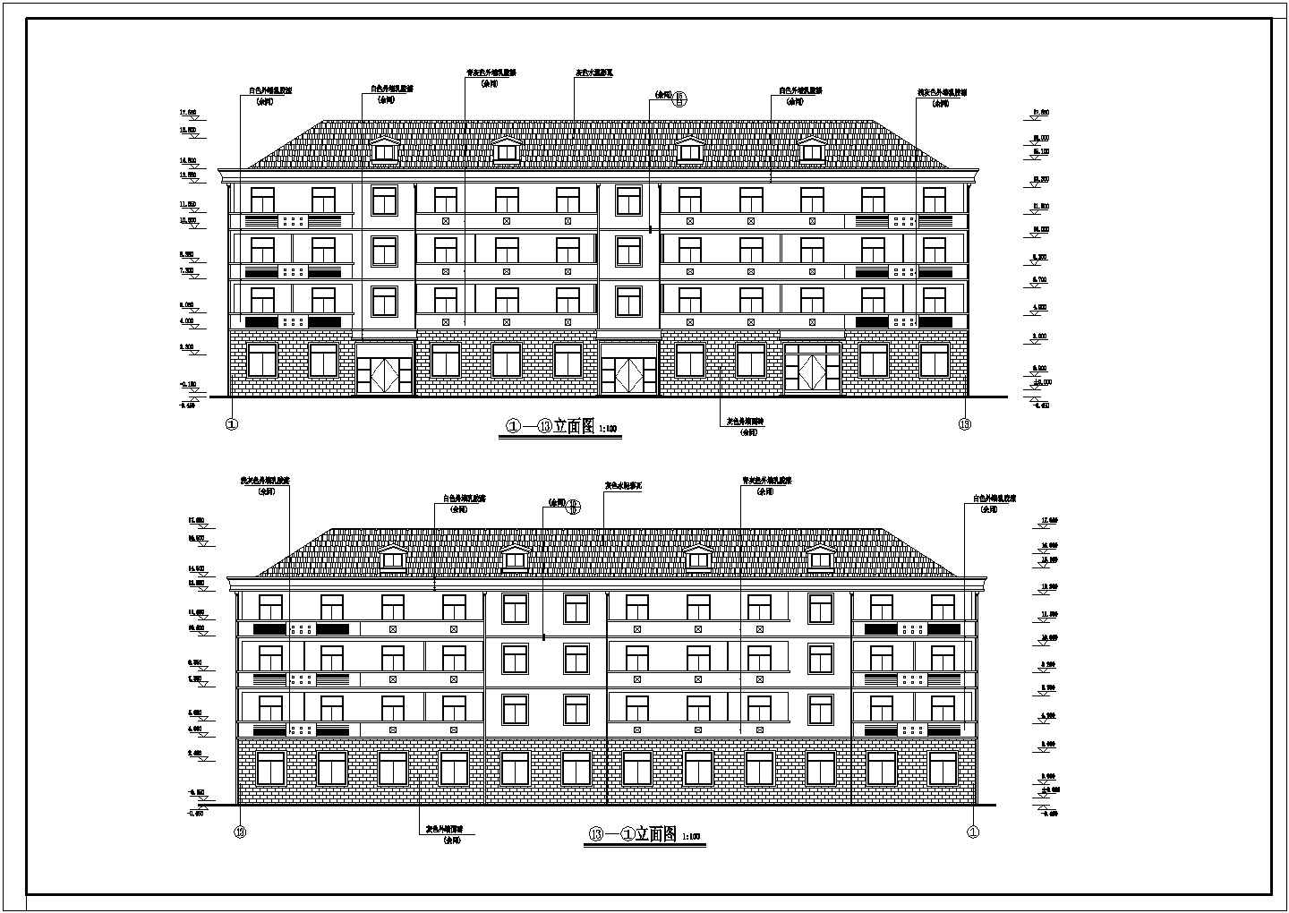 小型四层宿舍楼建筑施工图纸（含详细标注图纸）