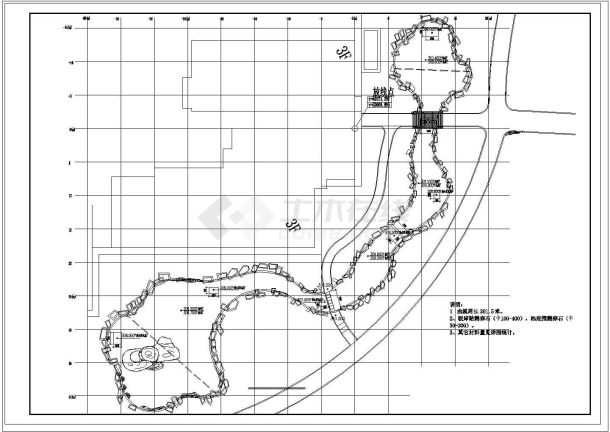 重庆某公园曲溪施工cad详图-图二