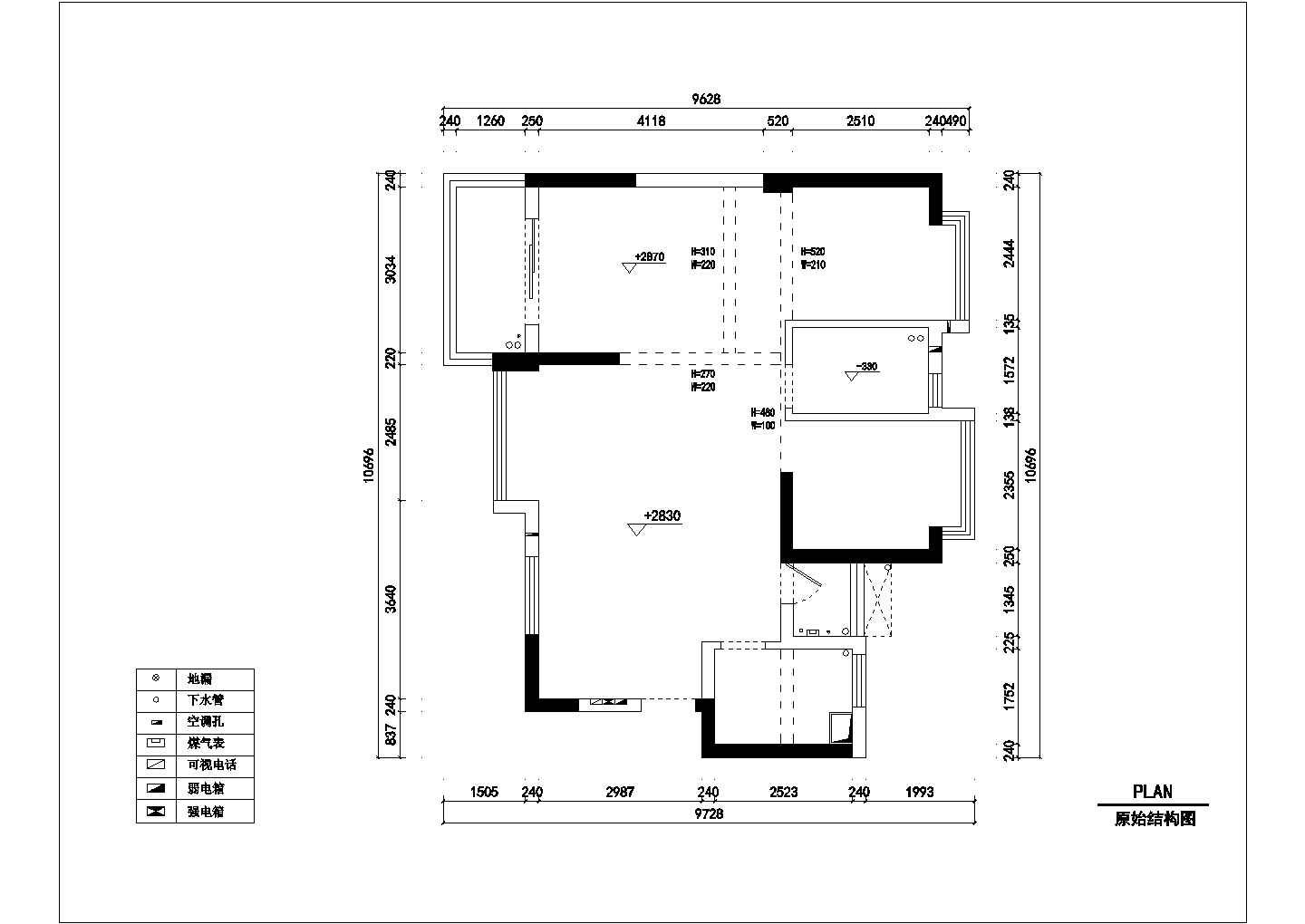 精品地中海风格三居室室内装修设计施工cad图（附效果）