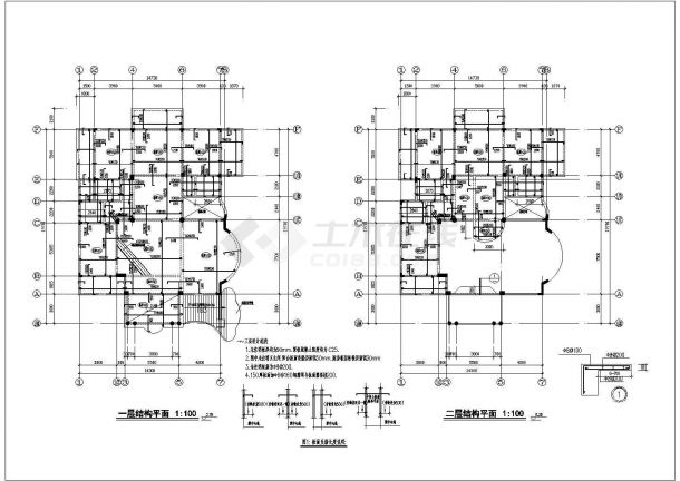 某独栋复杂框架别墅建筑、结构设计施工图（含效果图）-图二