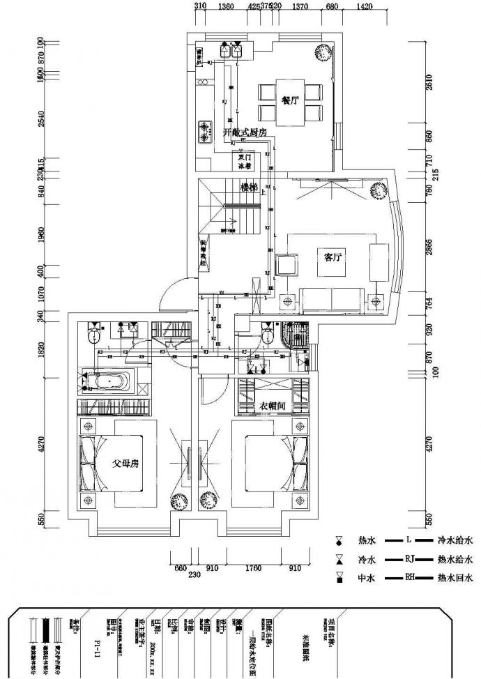【河北】浪漫180平欧式两层复式别墅装修室内设计施工cad图（附效果）_图1