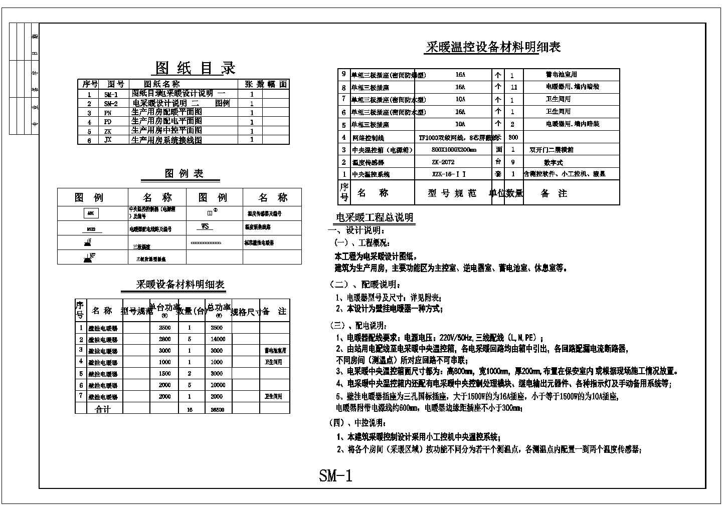 【内蒙古】某生产用房电采暖设计施工图