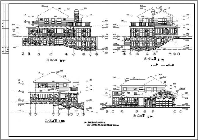 某千万级别墅建筑设计图（共5张）_图1