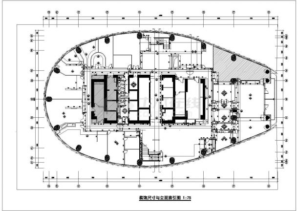 【上海】黄浦江岸独特外形高档现代办公室装修施工CAD图（附效果）-图二