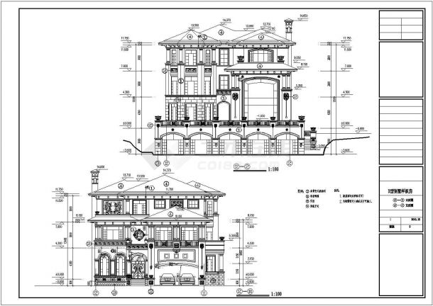  [Shenzhen] Design and construction drawing of 3-storey European style single family villa - Figure 1