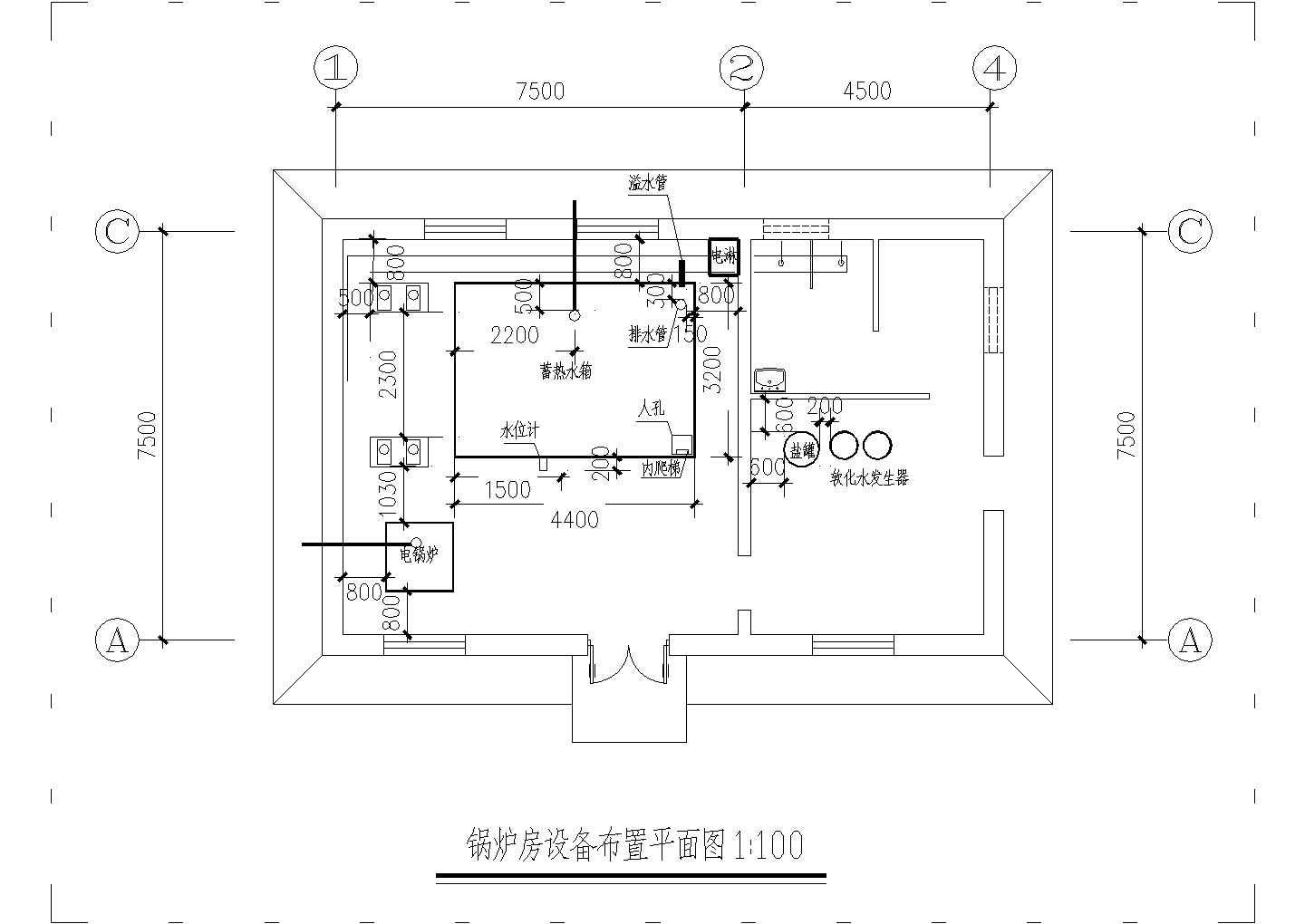 乌鲁木齐某自控蓄热电锅炉房的设计cad图