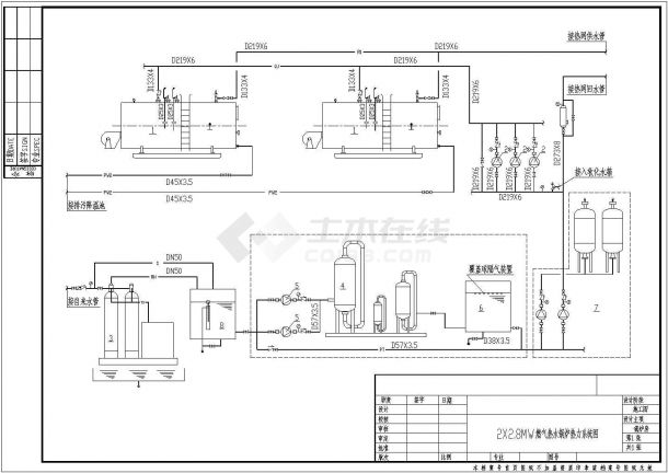 燃气热水锅炉2.8MV热力系统施工图纸-图一